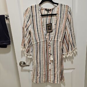 Striped Tassel Tunic Top